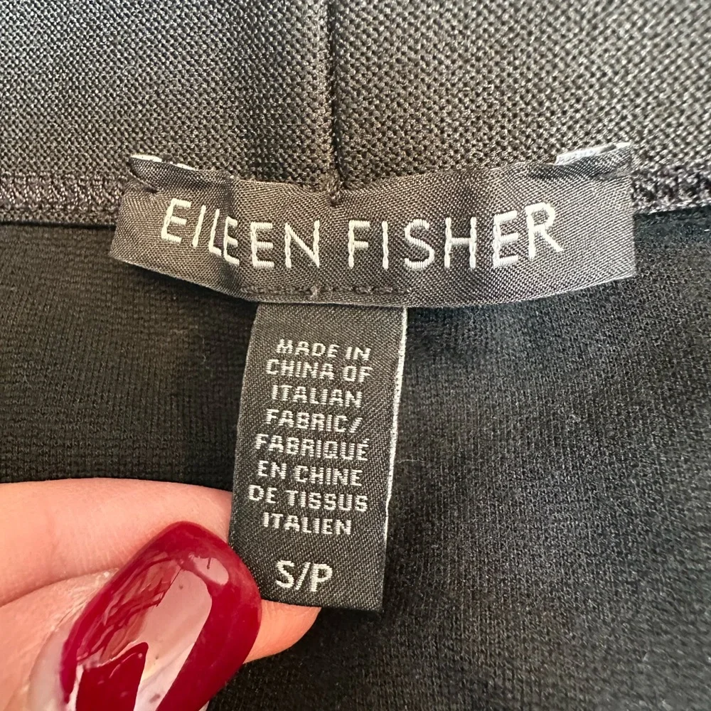 Eileen Fisher Pleated Pull On Minimalist Chic Black A-Line Midi Skirt Size S